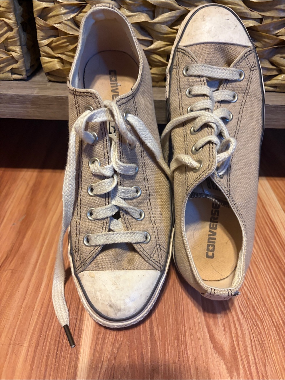 Converse Low-Top Canvas Sneakers in Light Tan